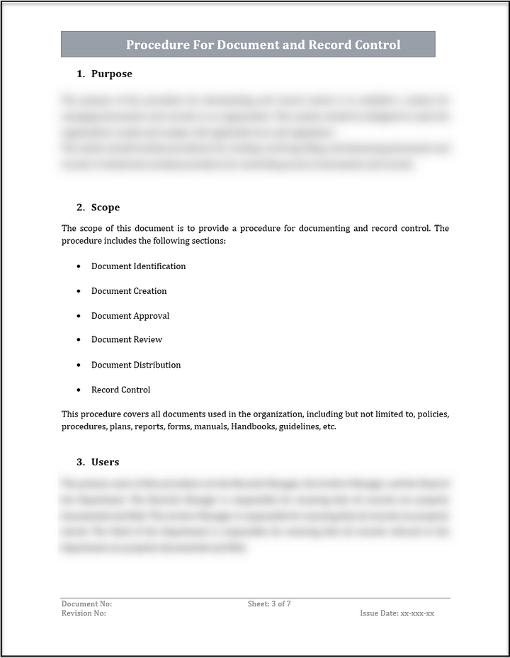 ISO 20000 Procedure for Document and Record Control Template