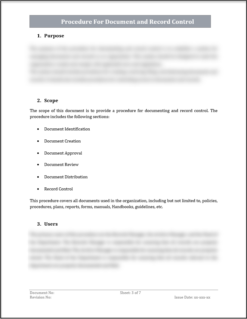 Record Control Iso Animation ISO 20000 Procedure for Document and Record Control Template – ISO ...