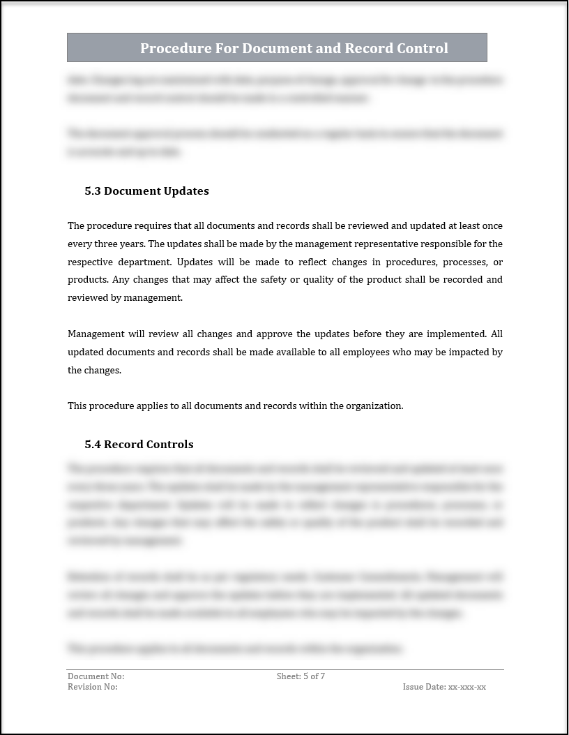 ISO 20000 Procedure for Document and Record Control Template