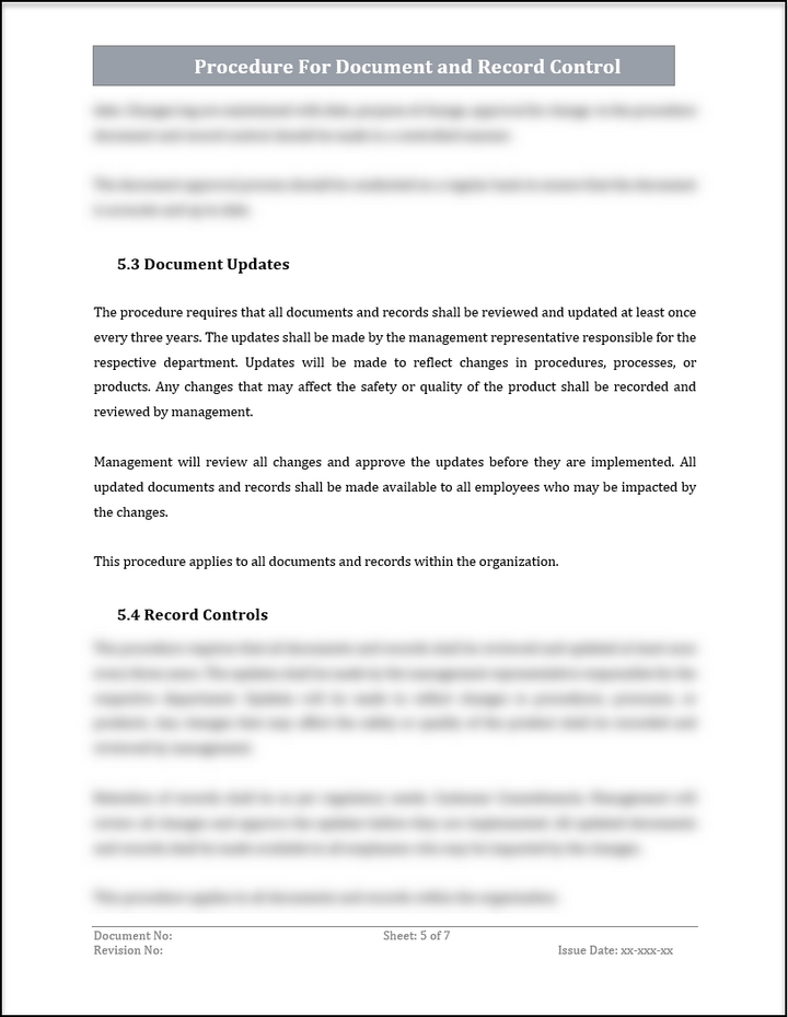 ISO 20000 Procedure for Document and Record Control Template