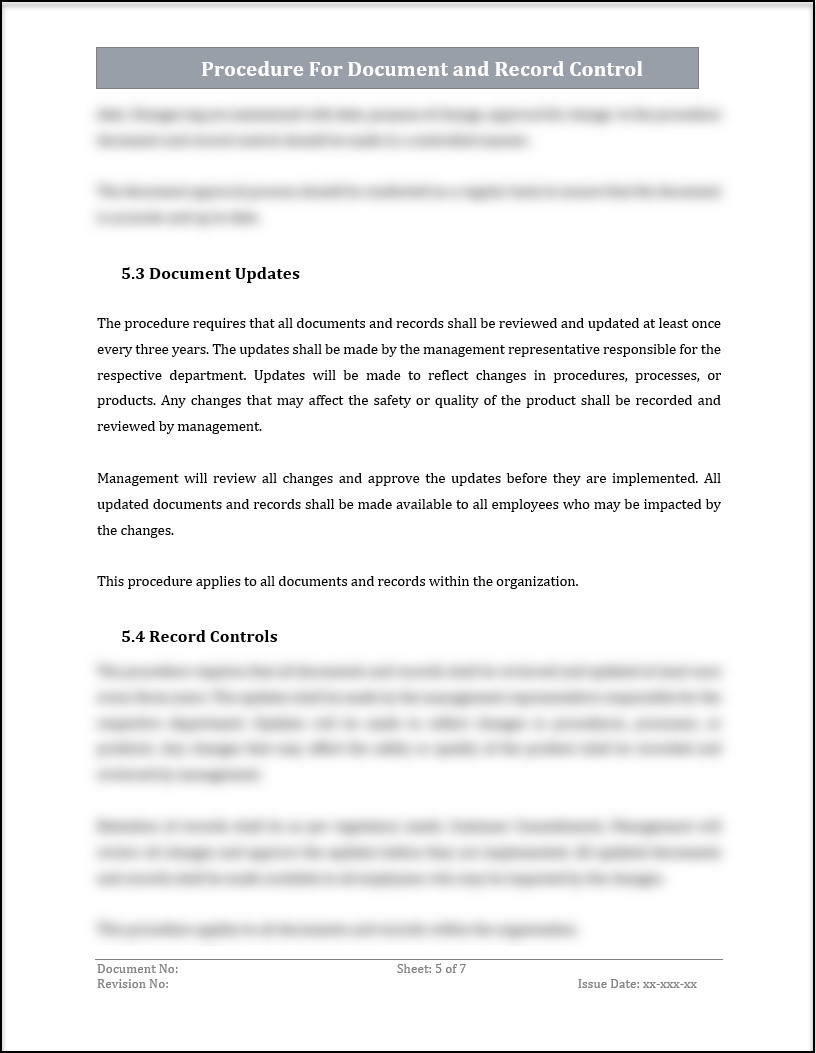 Record Control Iso Animation ISO 20000 Procedure for Document and Record Control Template – ISO ...