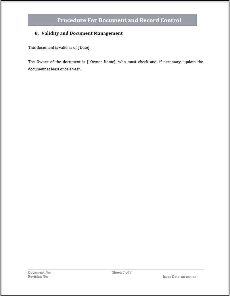Record Control Iso Animation ISO 20000 Procedure for Document and Record Control Template – ISO ...