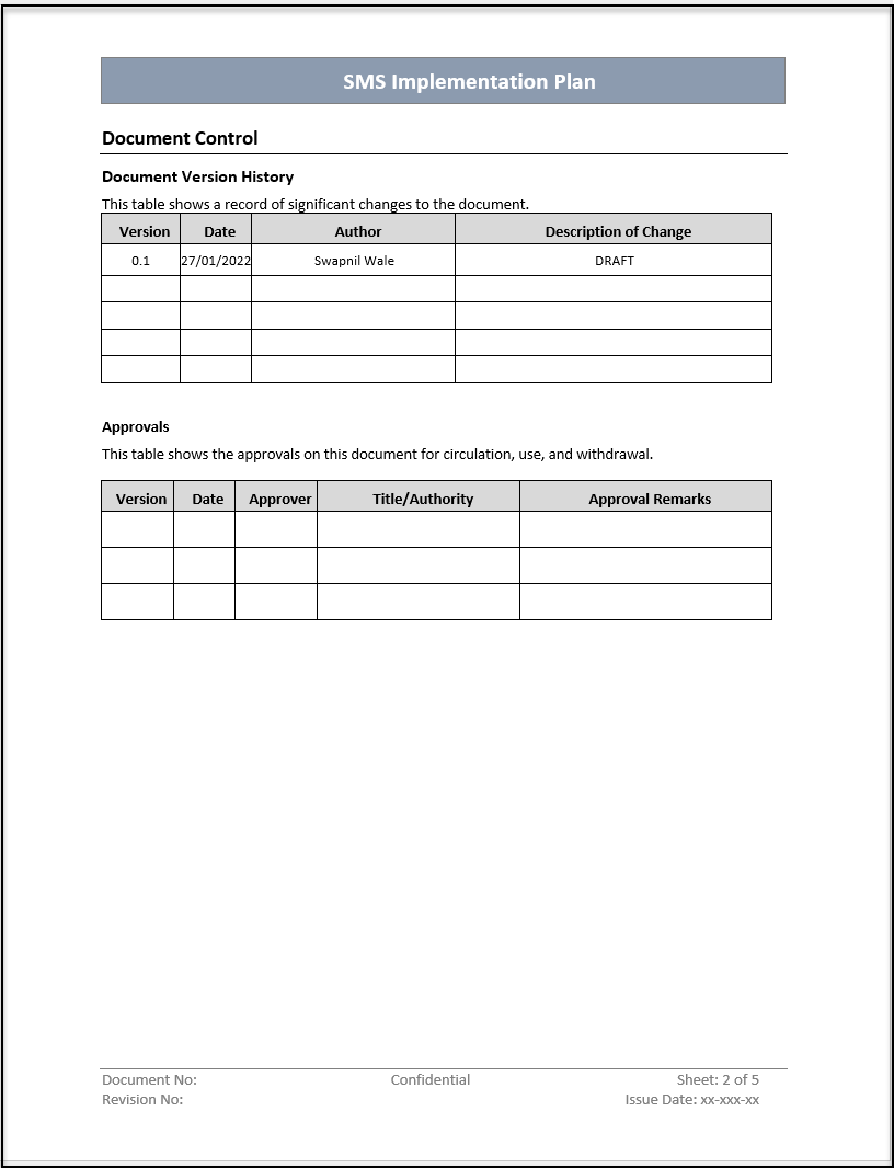 ISO 20000 SMS Implementation Plan Template