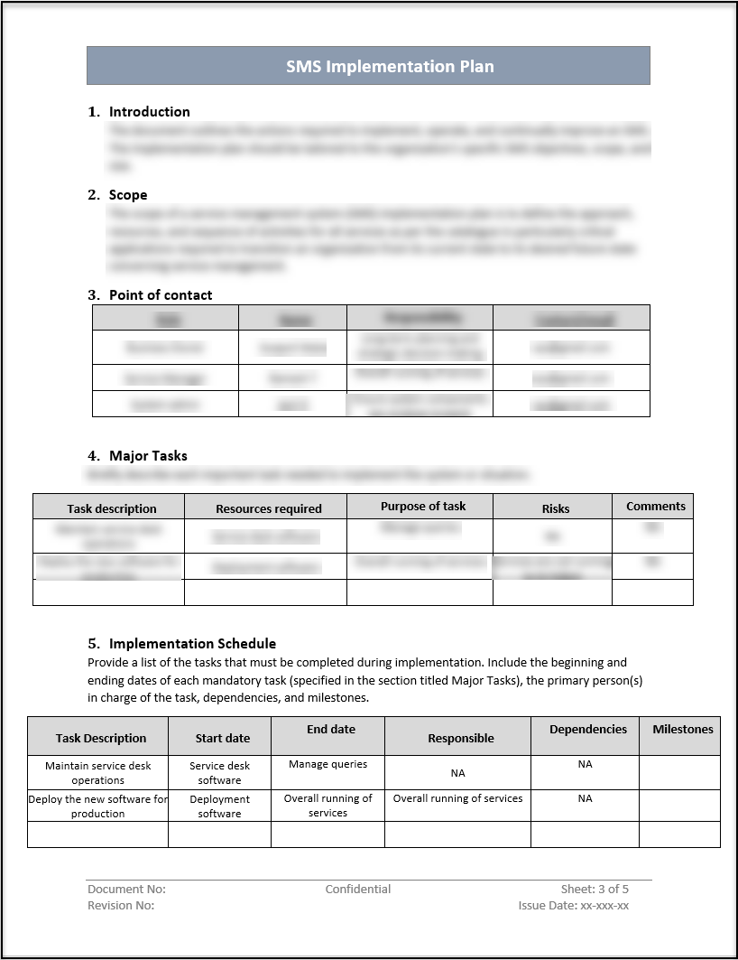 ISO 20000 SMS Implementation Plan Template