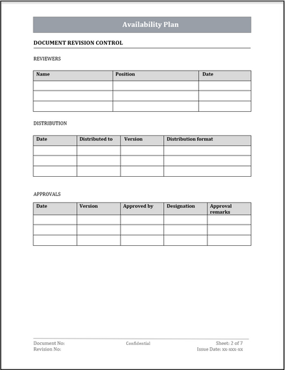 ISO 20000 Availability Plan Template