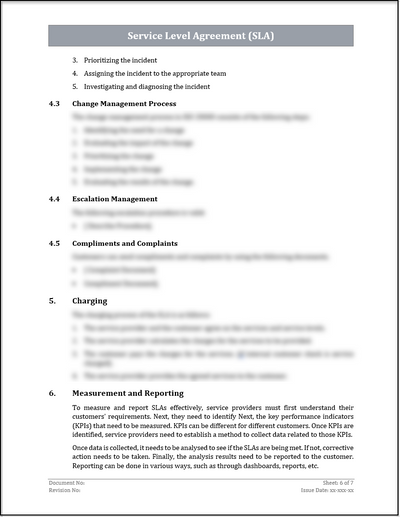 ISO 20000 Service Level Agreement (SLA) Template