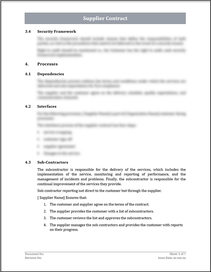 ISO 20000 Supplier Contract Template