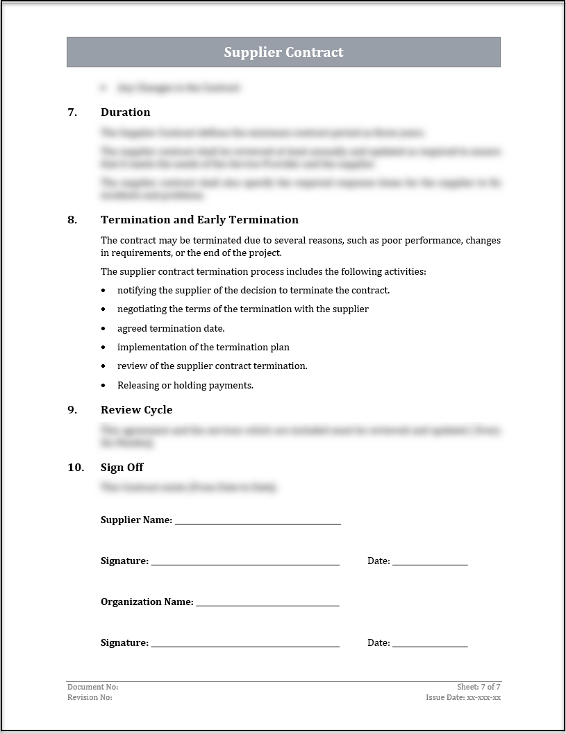 ISO 20000 Supplier Contract Template