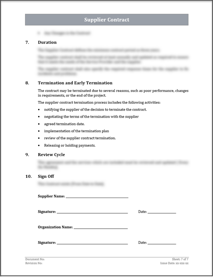 ISO 20000 Supplier Contract Template