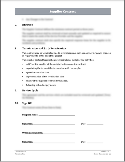 ISO 20000 Supplier Contract Template