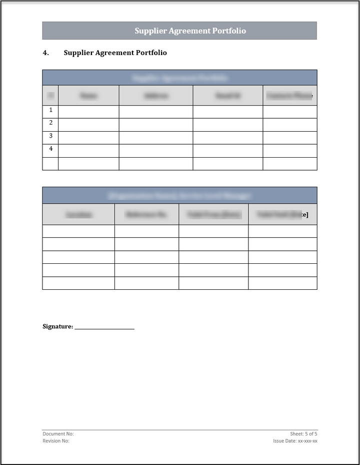 ISO 20000 Supplier Agreement Portfolio Template