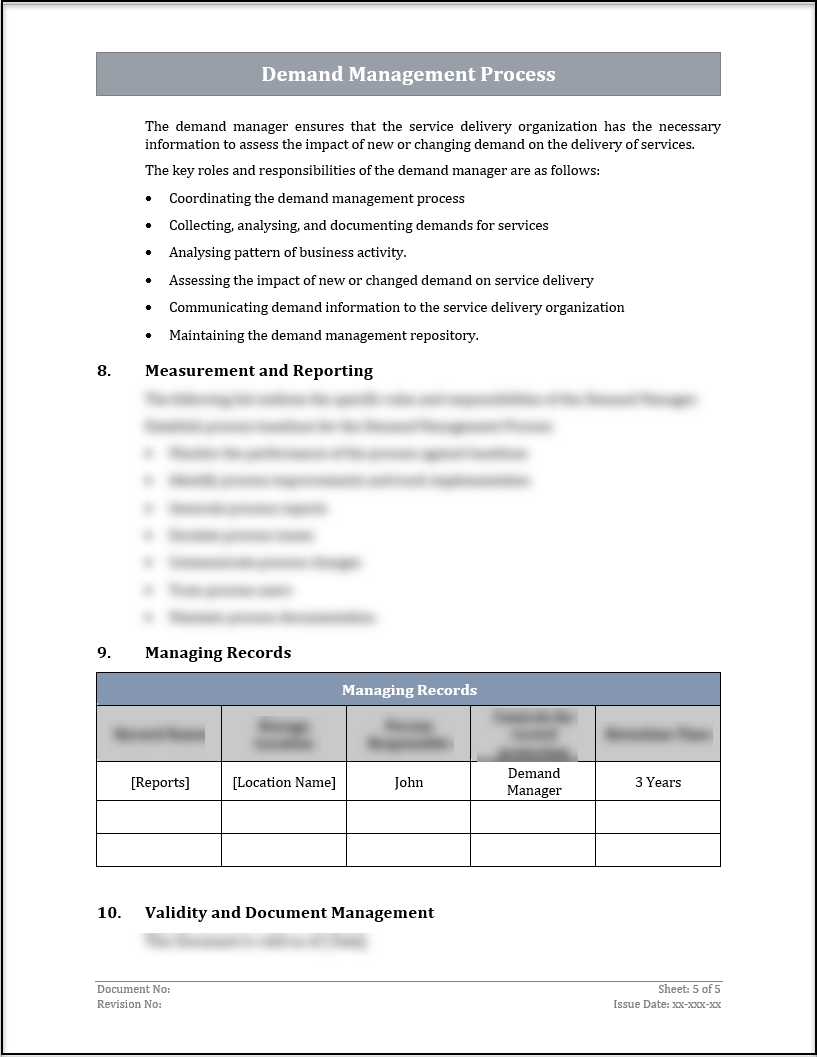 Service Demand Management ISO 20000 Demand Management Process Template – ISO Templates and ...
