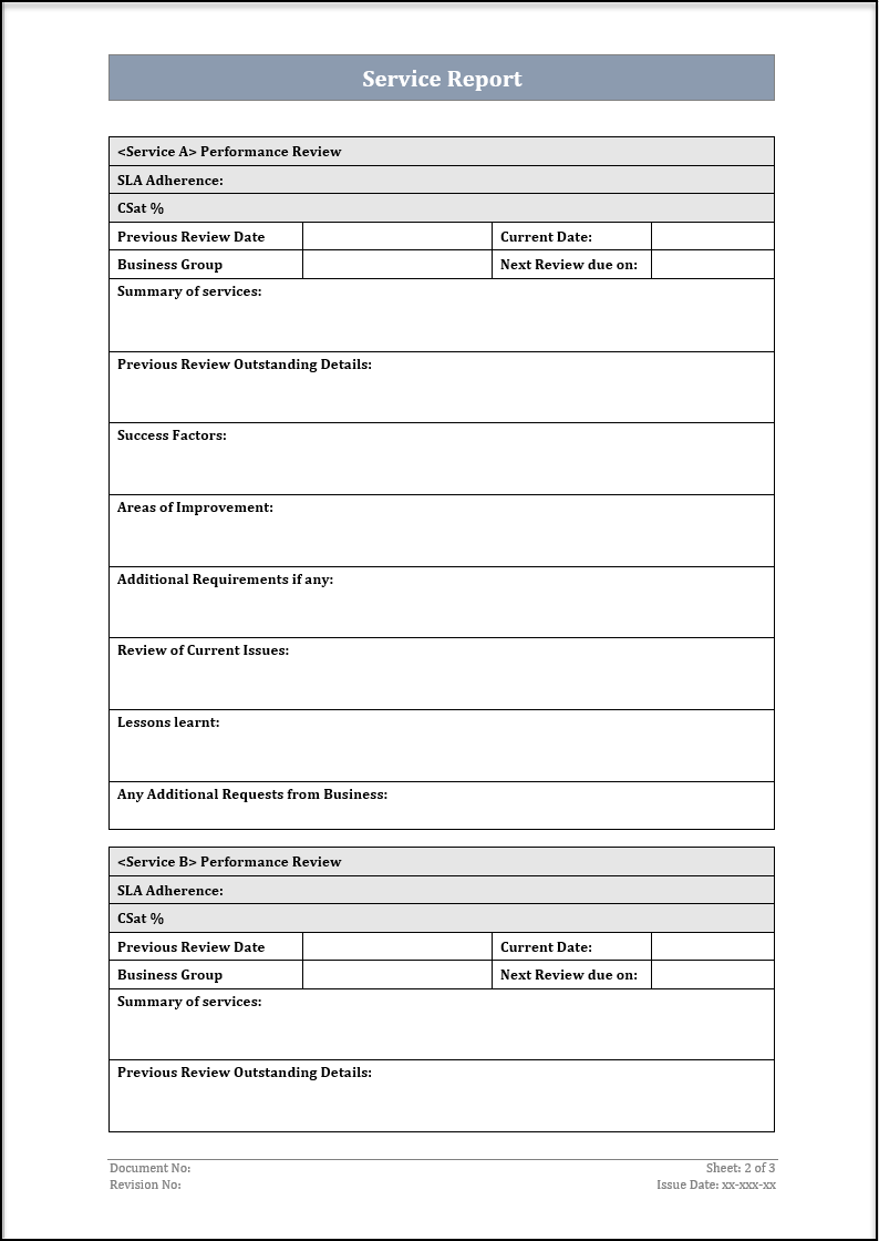 ISO 20000 Service Report Template