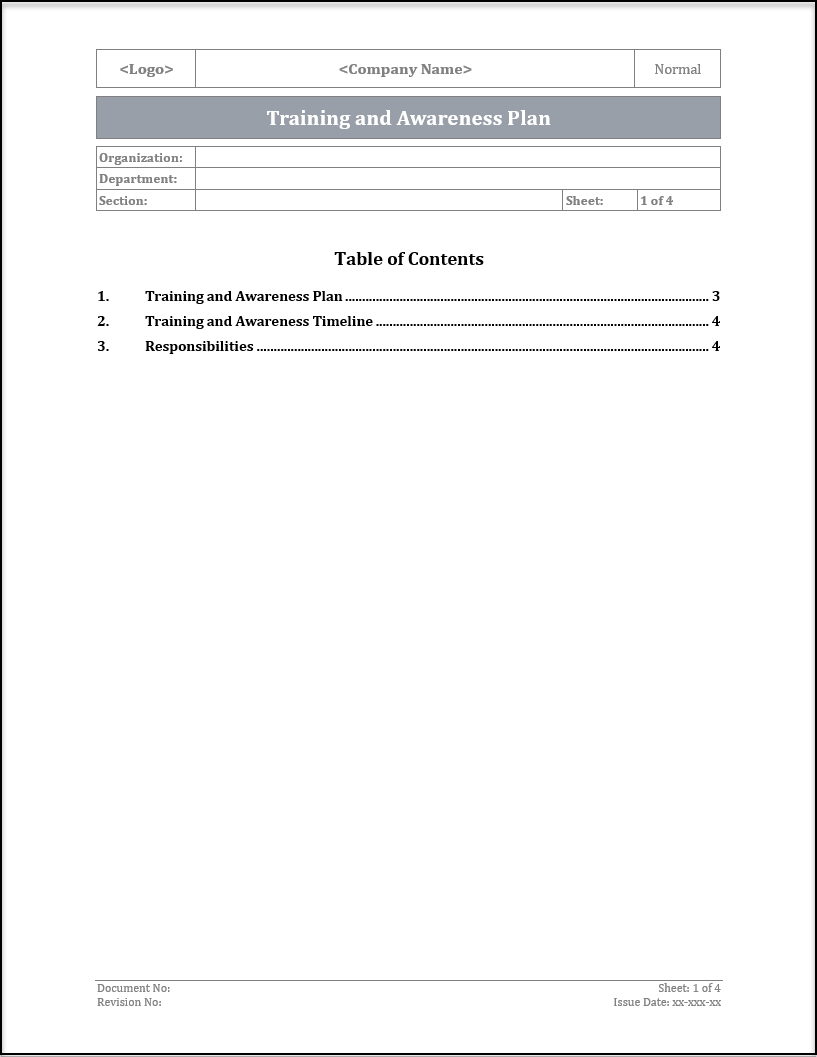 ISO 20000 Training and Awareness Plan