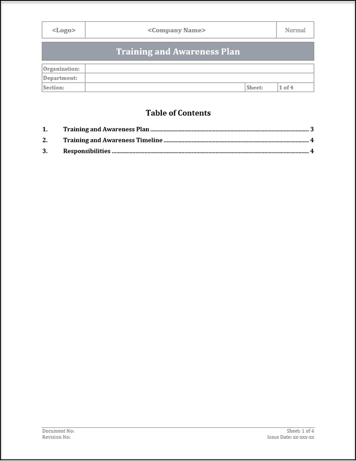 ISO 20000 Training and Awareness Plan