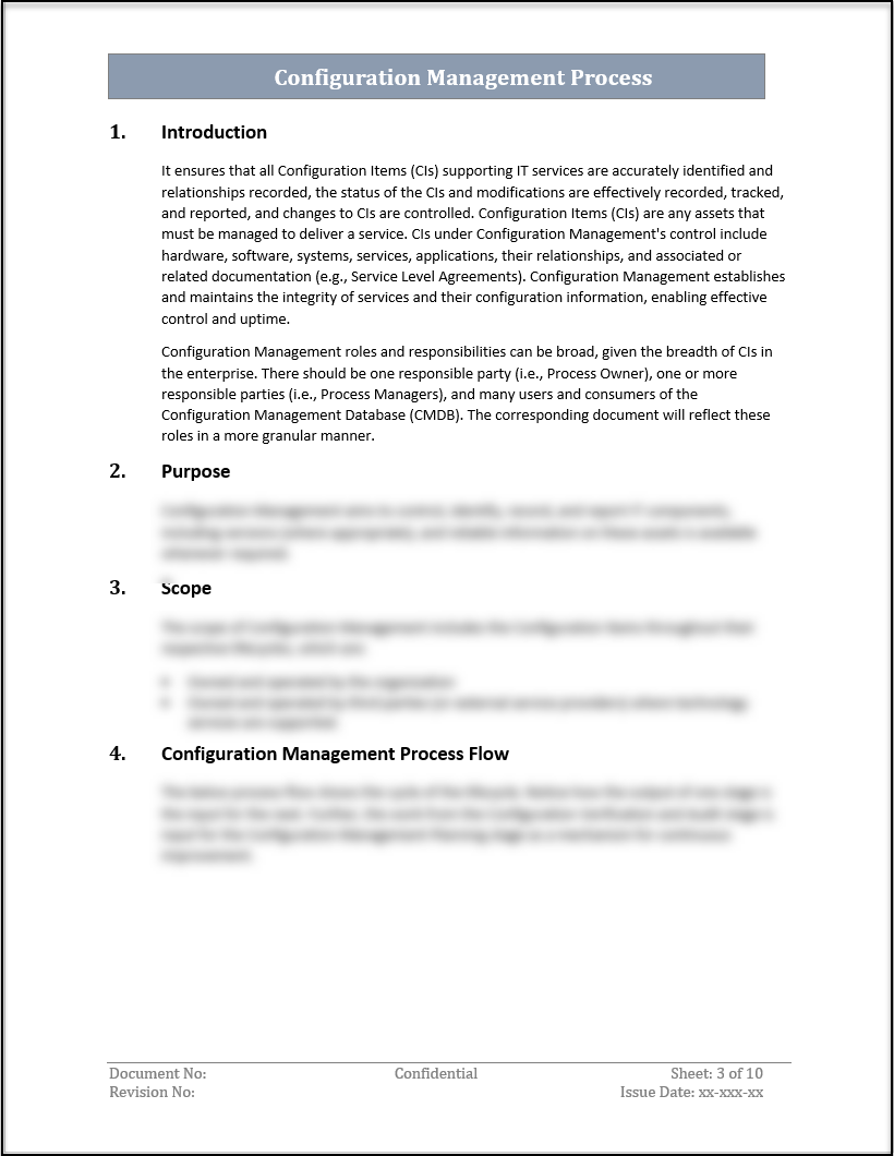 ISO 20000 Configuration Management Process Template