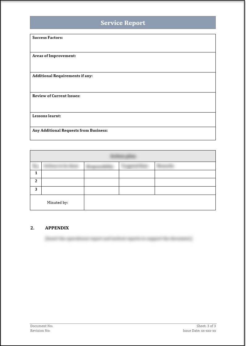 ISO 20000 Service Report Template