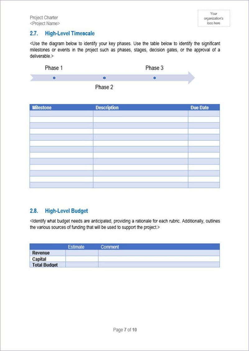 project charter, project charter template