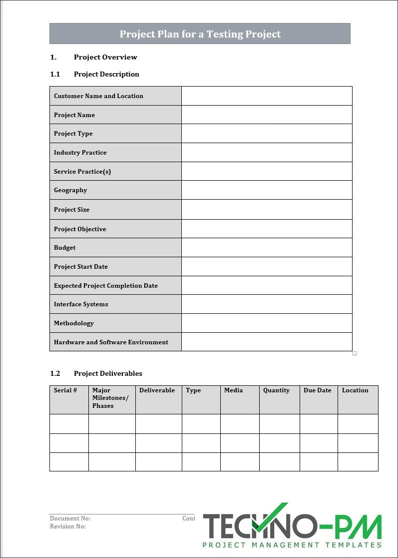 Project Plan for a Testing Project