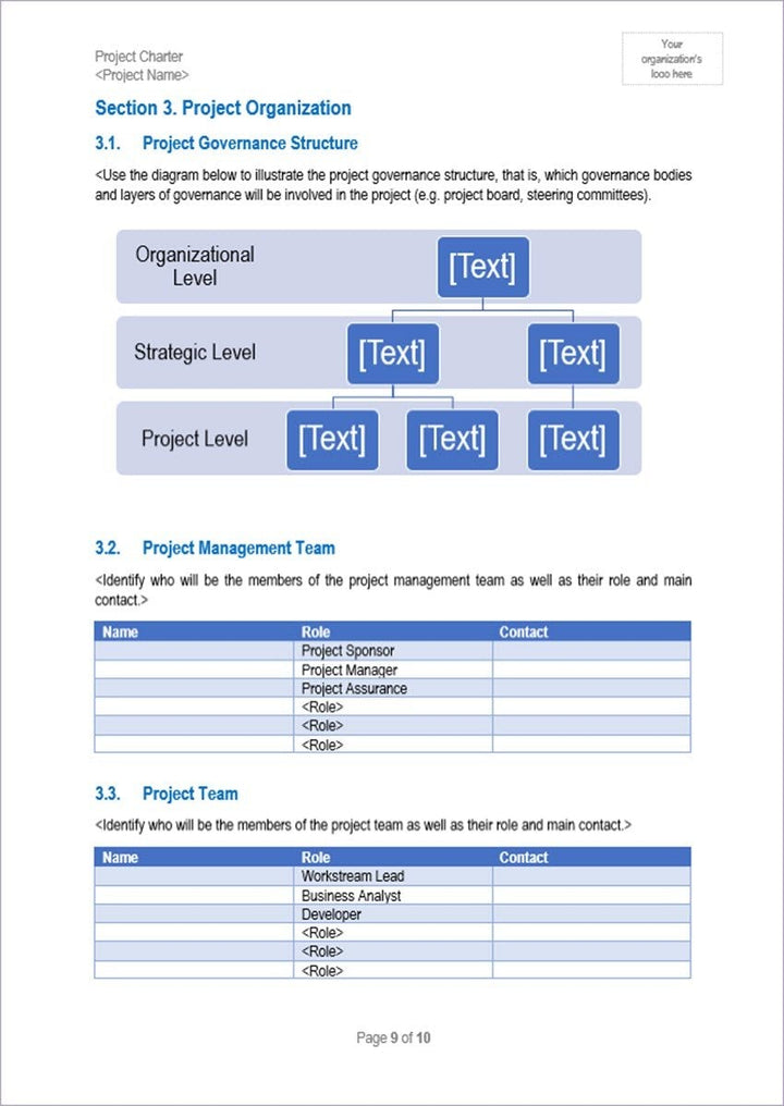 project charter, project charter template