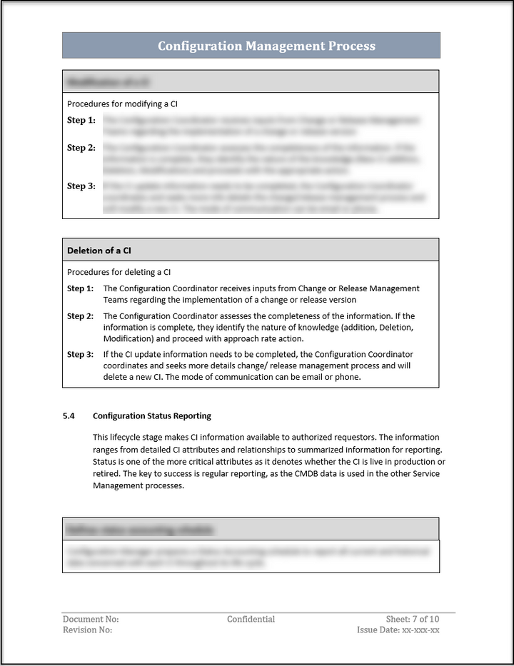 ISO 20000 Configuration Management Process Template