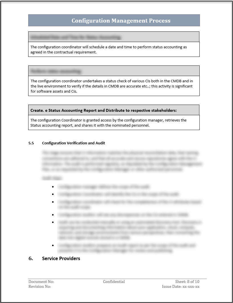 ISO 20000 Configuration Management Process Template