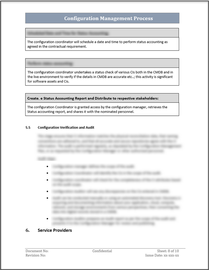 ISO 20000 Configuration Management Process Template