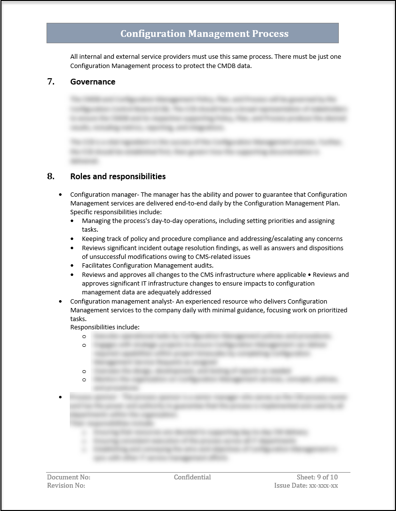 ISO 20000 Configuration Management Process Template