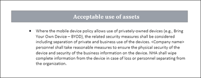 acceptable use of assets, use of assets