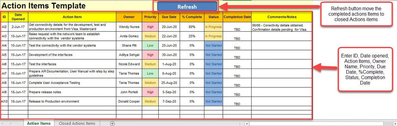 Action Item Template Excel Action Item Template Excel