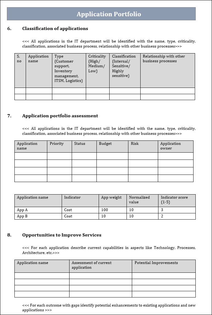 Application Portfolio Word Template