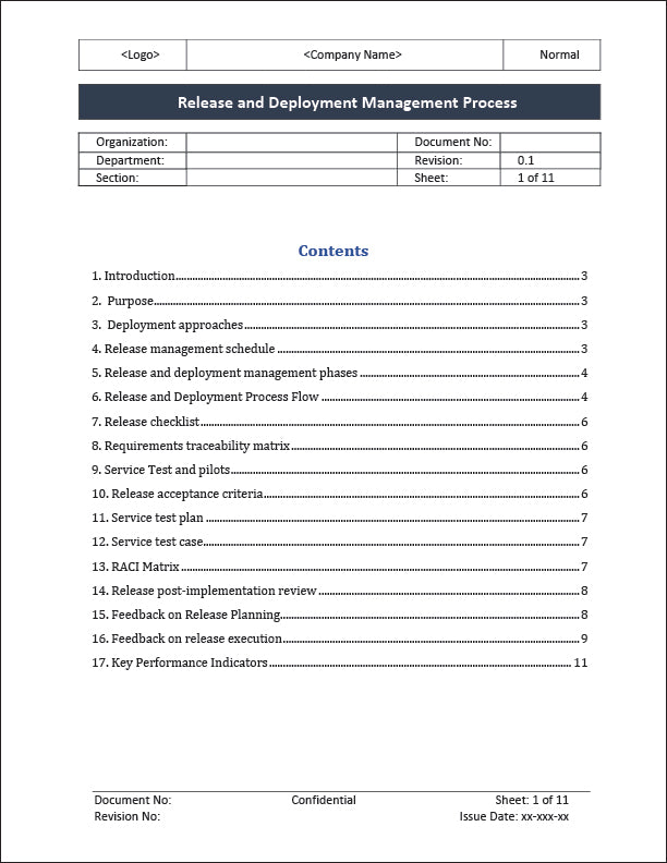 ISO 20000 Release and Deployment Management Process Template