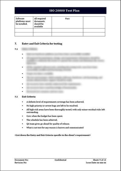 ISO 20000 Test Plan Template