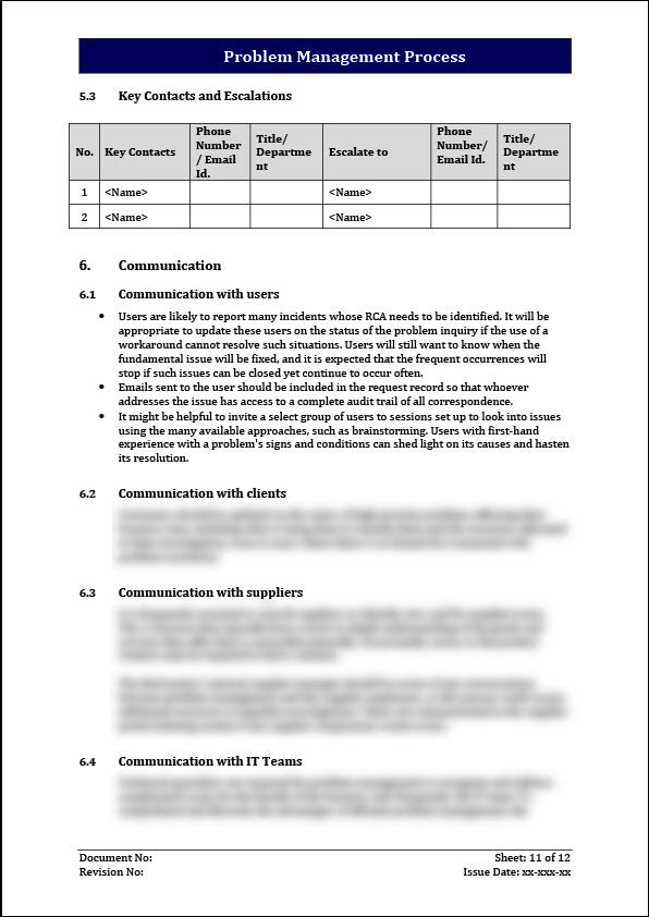 ISO 20000 Problem Management Process Template