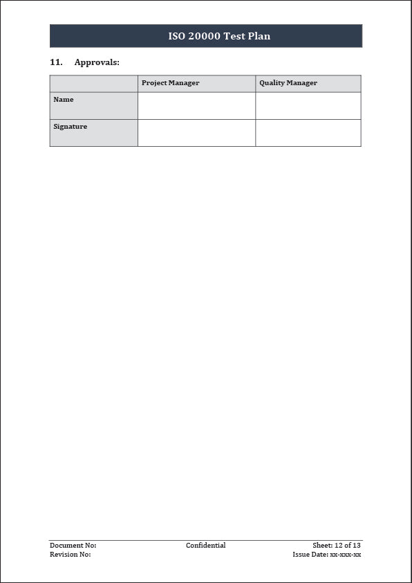 ISO 20000 Test Plan Template