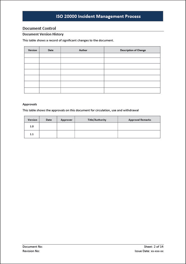 ISO 20000 Incident Management Process Template