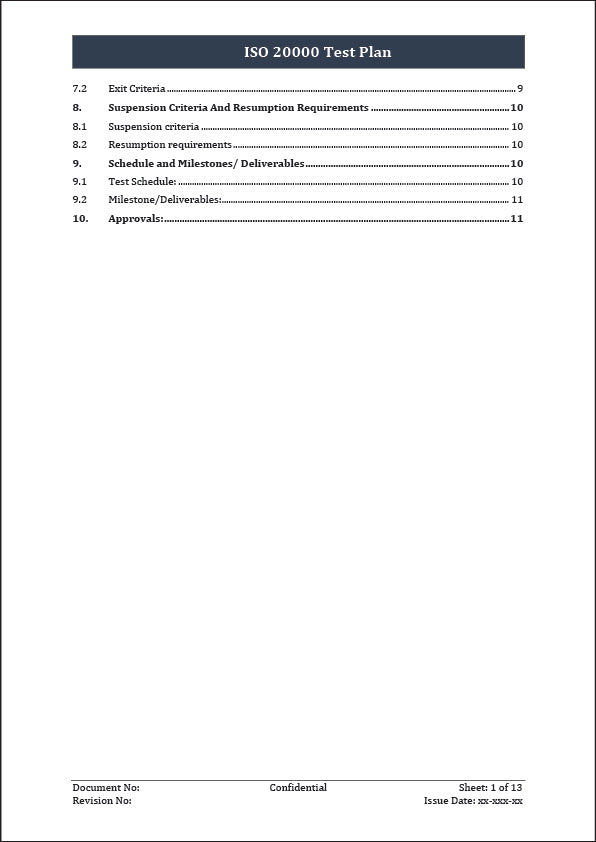 ISO 20000 Test Plan Template