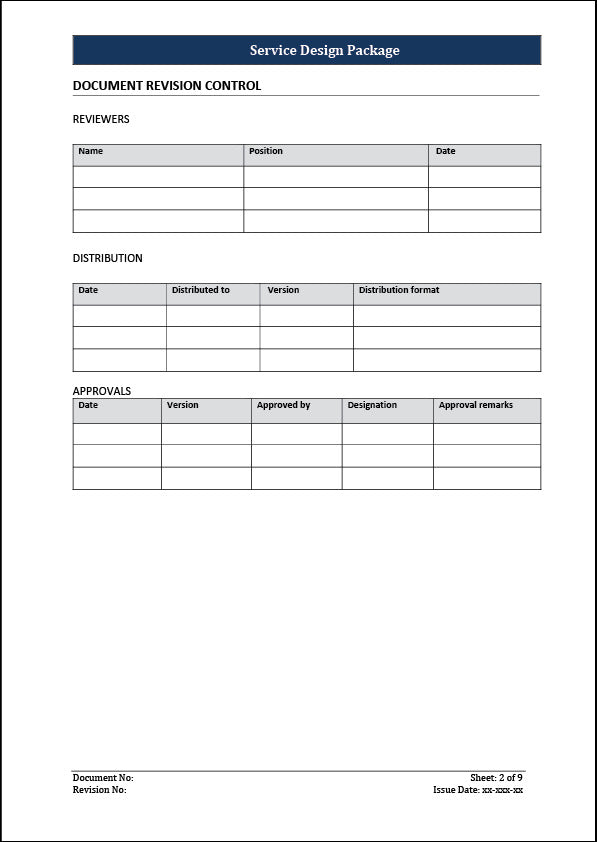 ISO 20000 Service Design Package Template