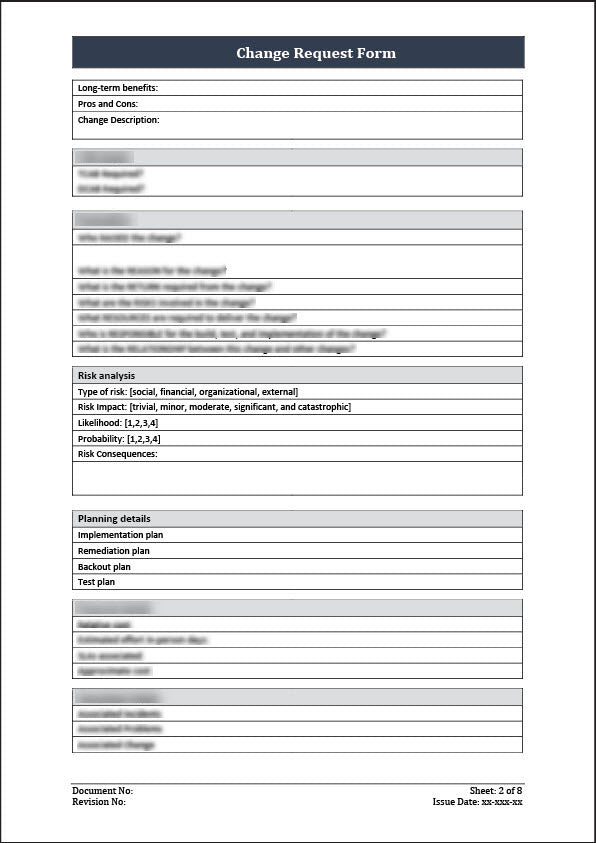 ISO 20000 Request for Change and Change Record template