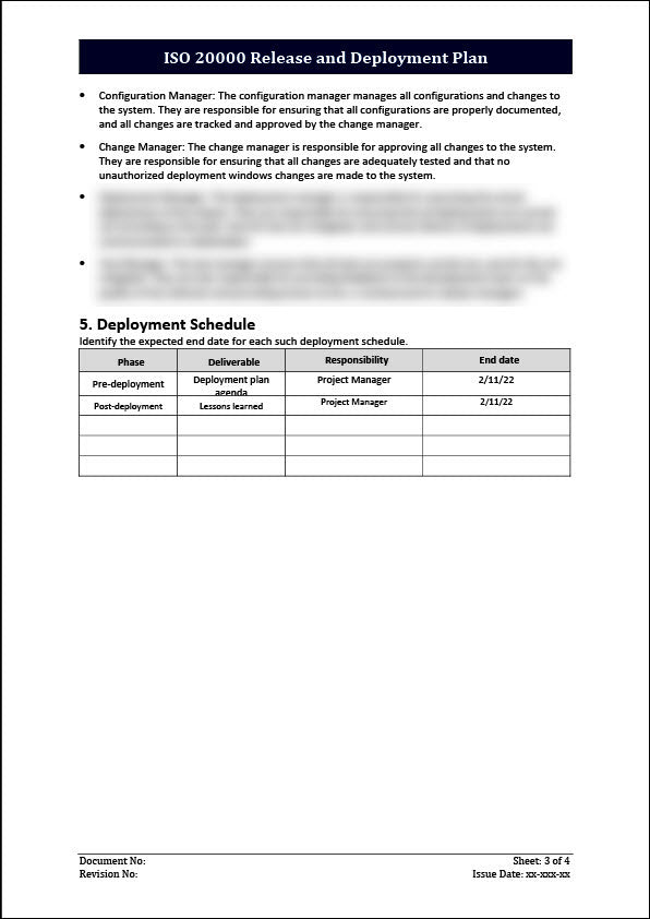 ISO 20000 Release and Deployment Plan Template