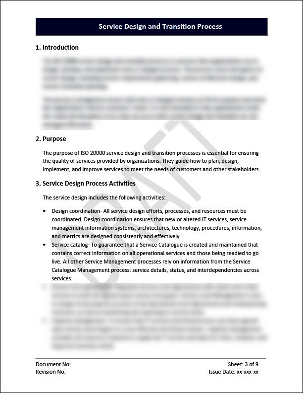 ISO 20000 Service Design and Transition Process Template