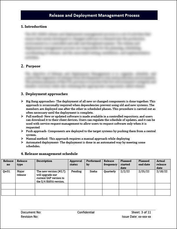 ISO 20000 Release and Deployment Management Process Template