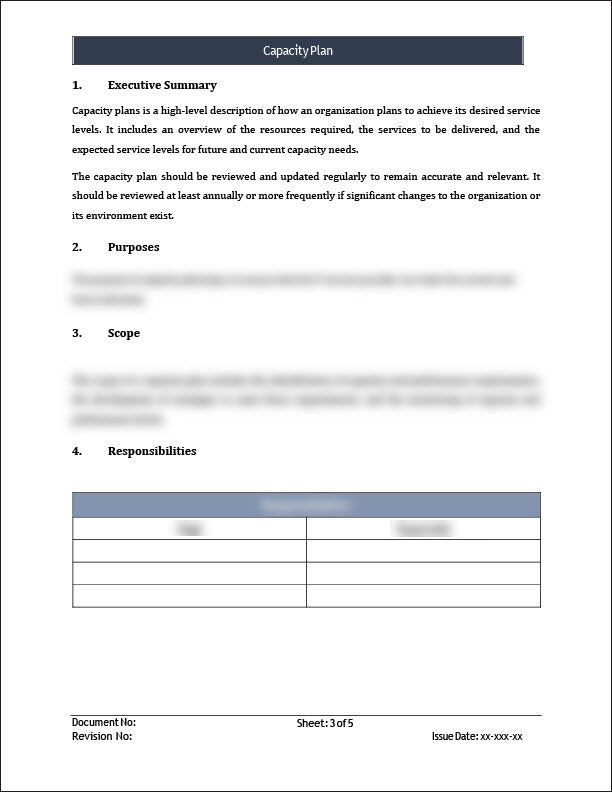 ISO 20000 Capacity Plan Template