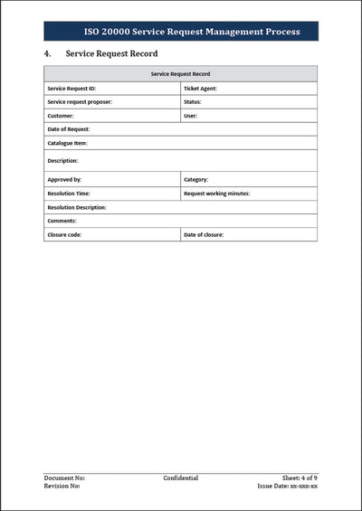 ISO 20000 Service Request Management Process Template