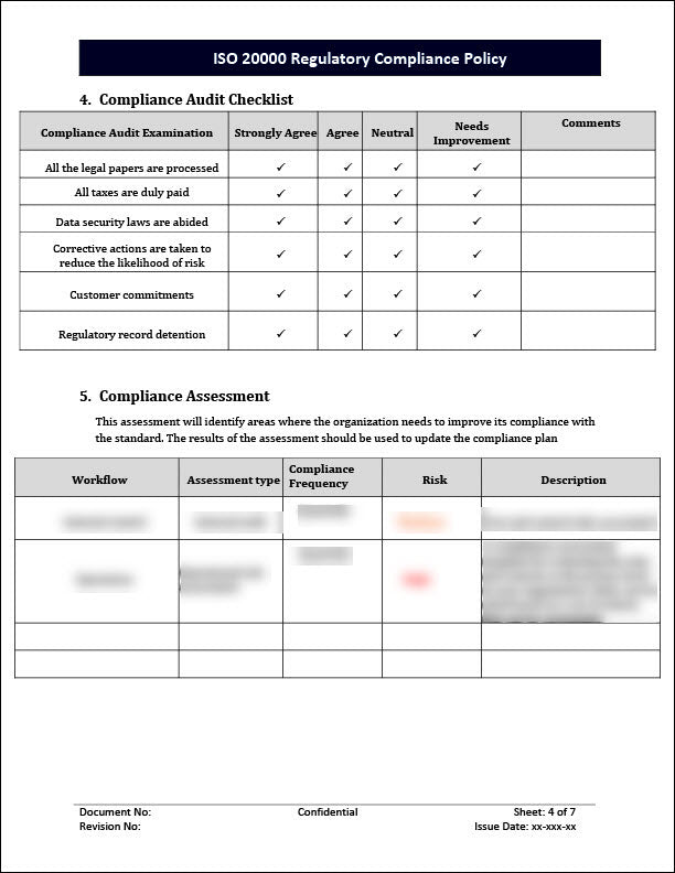 ISO 20000 Regulatory compliance policy Template