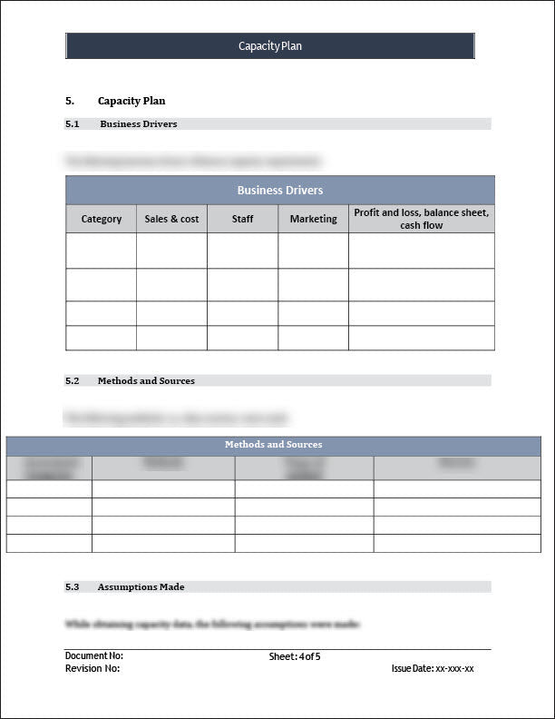 ISO 20000 Capacity Plan Template