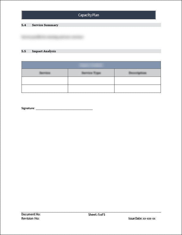 ISO 20000 Capacity Plan Template