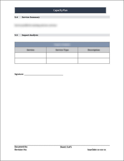 ISO 20000 Capacity Plan Template