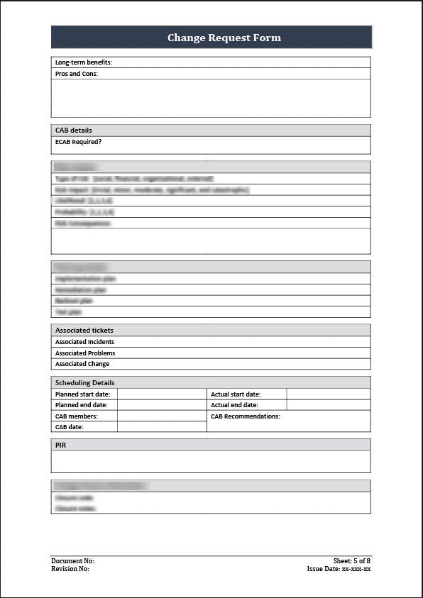 ISO 20000 Request for Change and Change Record template