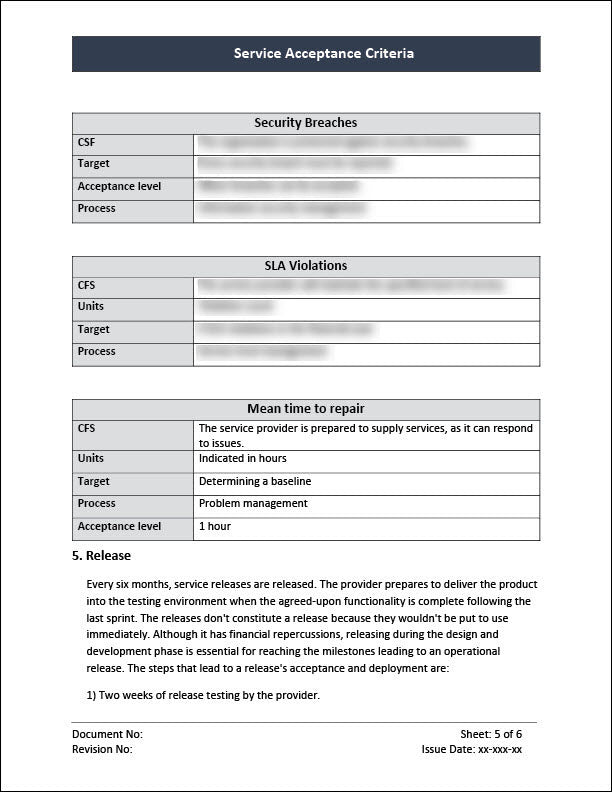 ISO 20000 Service Acceptance Criteria Template